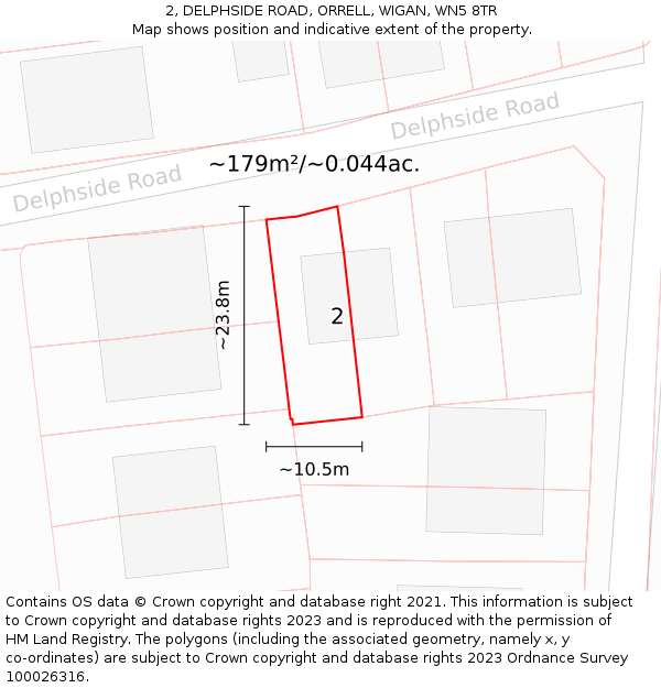 2, DELPHSIDE ROAD, ORRELL, WIGAN, WN5 8TR: Plot and title map