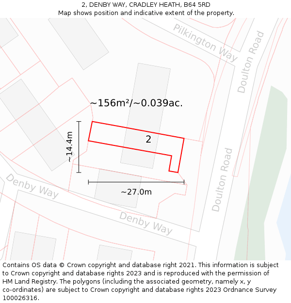 2, DENBY WAY, CRADLEY HEATH, B64 5RD: Plot and title map