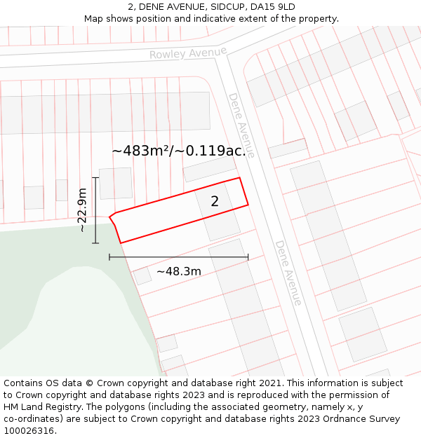 2, DENE AVENUE, SIDCUP, DA15 9LD: Plot and title map