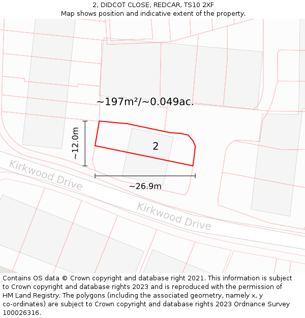 2, DIDCOT CLOSE, REDCAR, TS10 2XF: Plot and title map