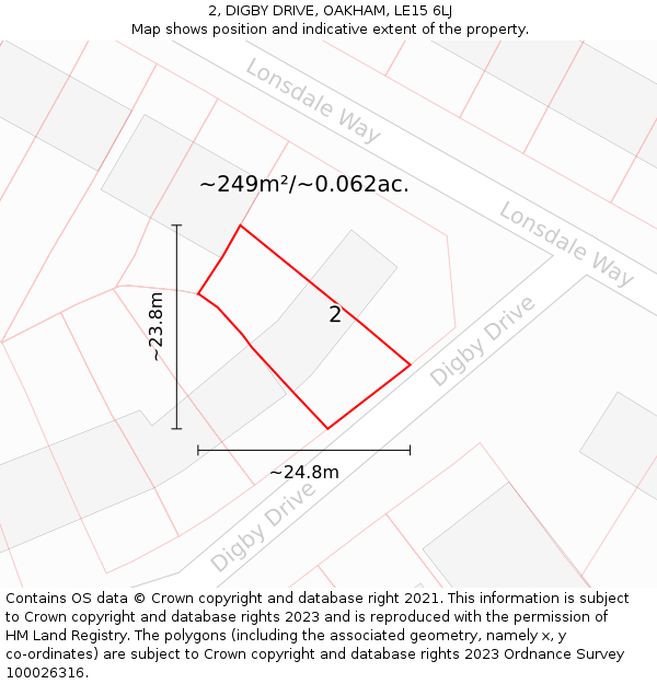 2, DIGBY DRIVE, OAKHAM, LE15 6LJ: Plot and title map