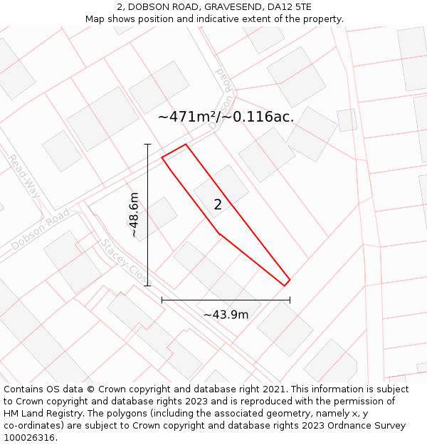 2, DOBSON ROAD, GRAVESEND, DA12 5TE: Plot and title map