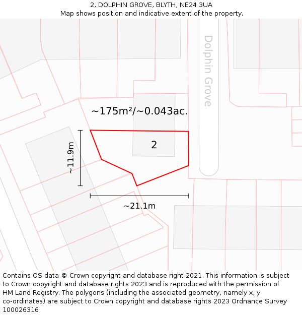 2, DOLPHIN GROVE, BLYTH, NE24 3UA: Plot and title map