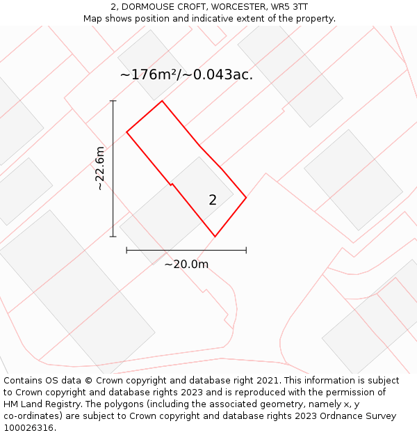 2, DORMOUSE CROFT, WORCESTER, WR5 3TT: Plot and title map