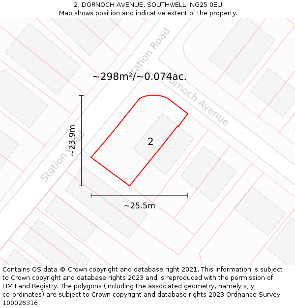 2, DORNOCH AVENUE, SOUTHWELL, NG25 0EU: Plot and title map