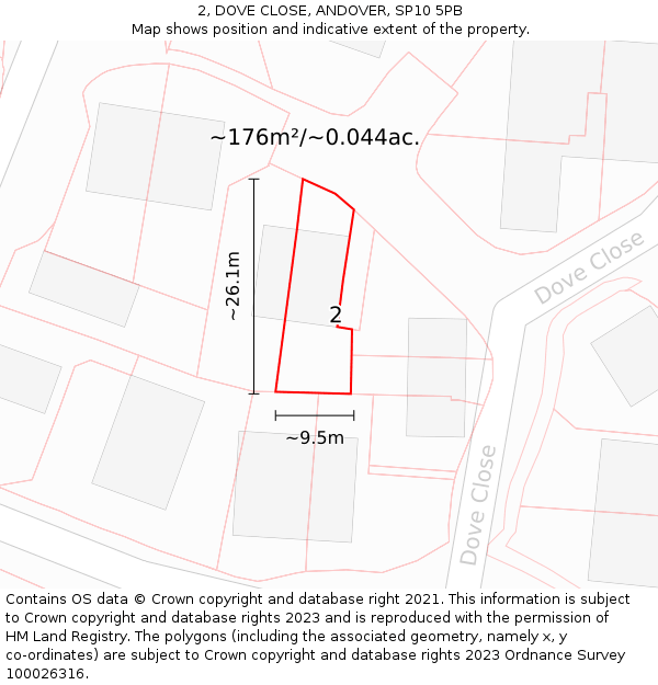 2, DOVE CLOSE, ANDOVER, SP10 5PB: Plot and title map