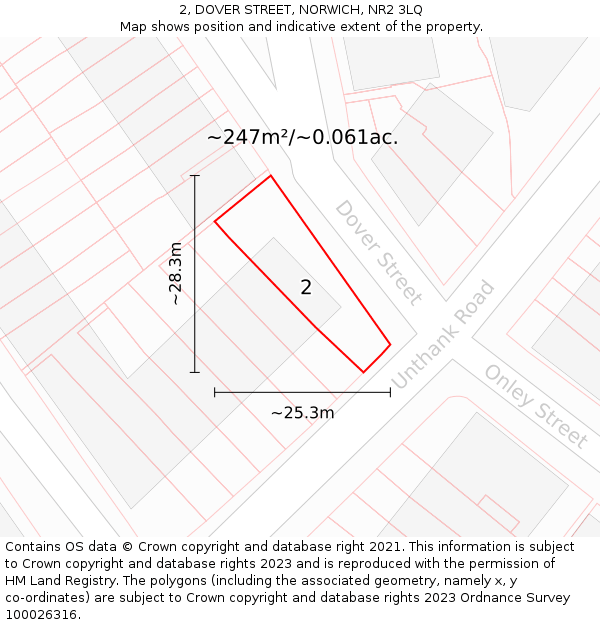 2, DOVER STREET, NORWICH, NR2 3LQ: Plot and title map