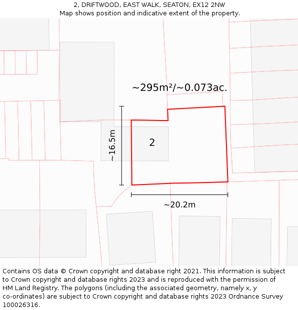 2, DRIFTWOOD, EAST WALK, SEATON, EX12 2NW: Plot and title map