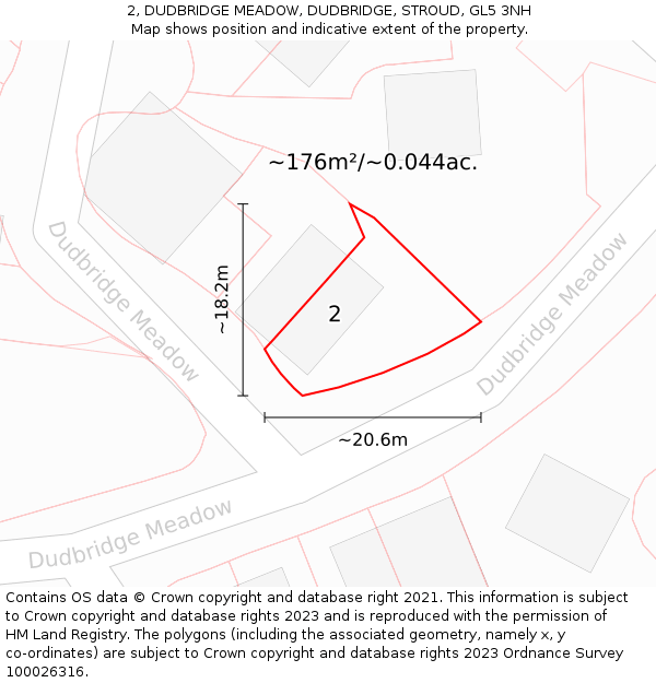 2, DUDBRIDGE MEADOW, DUDBRIDGE, STROUD, GL5 3NH: Plot and title map