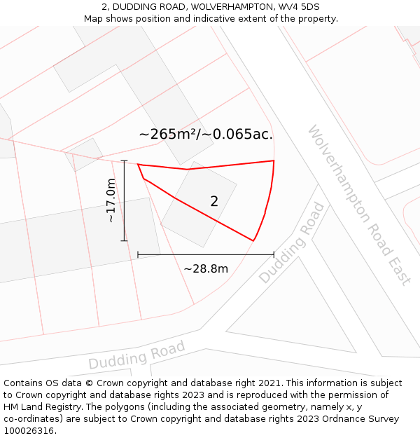 2, DUDDING ROAD, WOLVERHAMPTON, WV4 5DS: Plot and title map
