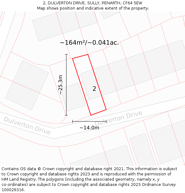 2, DULVERTON DRIVE, SULLY, PENARTH, CF64 5EW: Plot and title map