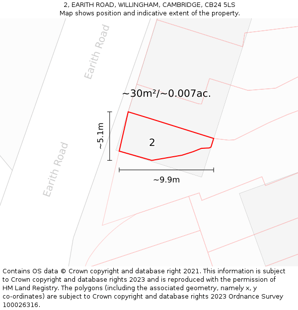2, EARITH ROAD, WILLINGHAM, CAMBRIDGE, CB24 5LS: Plot and title map