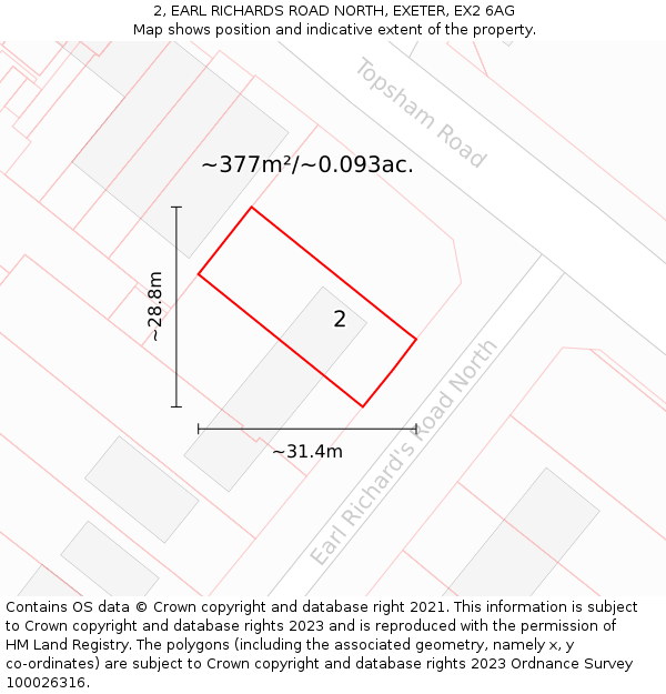2, EARL RICHARDS ROAD NORTH, EXETER, EX2 6AG: Plot and title map