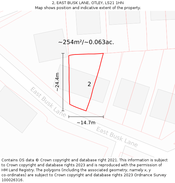 2, EAST BUSK LANE, OTLEY, LS21 1HN: Plot and title map