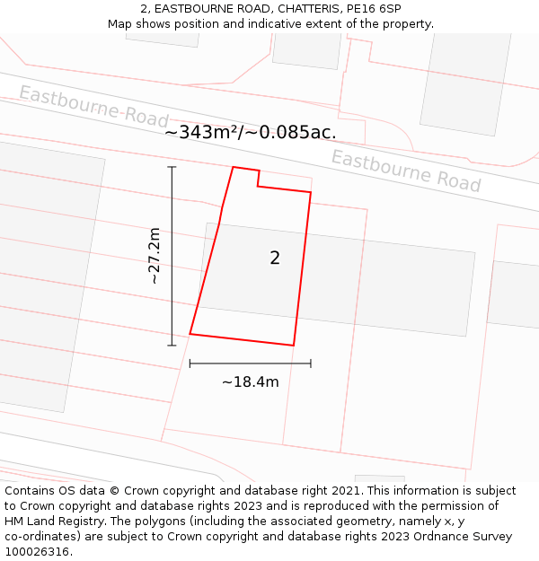 2, EASTBOURNE ROAD, CHATTERIS, PE16 6SP: Plot and title map