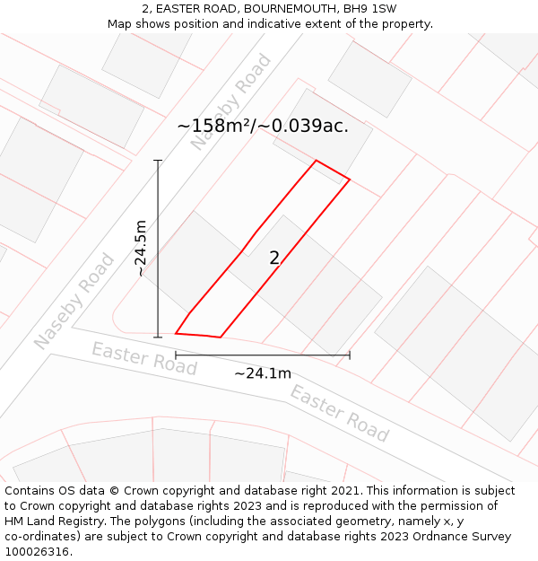 2, EASTER ROAD, BOURNEMOUTH, BH9 1SW: Plot and title map