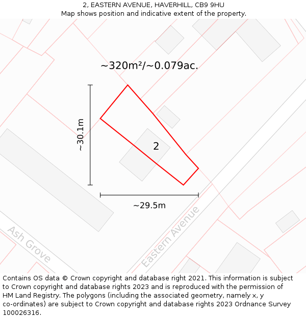 2, EASTERN AVENUE, HAVERHILL, CB9 9HU: Plot and title map