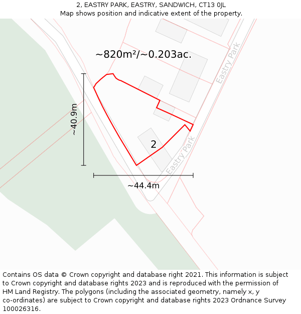 2, EASTRY PARK, EASTRY, SANDWICH, CT13 0JL: Plot and title map