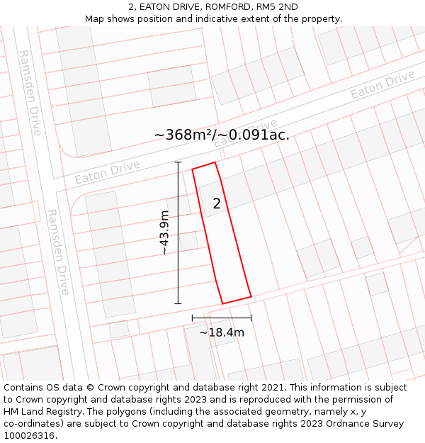 2, EATON DRIVE, ROMFORD, RM5 2ND: Plot and title map