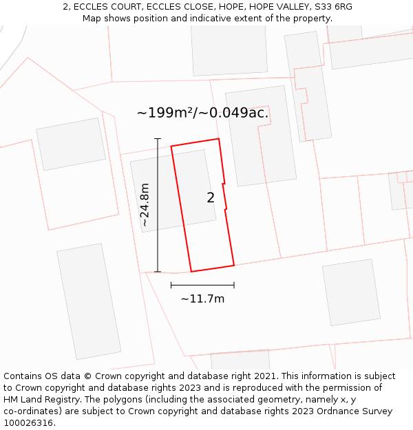 2, ECCLES COURT, ECCLES CLOSE, HOPE, HOPE VALLEY, S33 6RG: Plot and title map