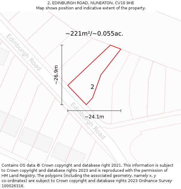 2, EDINBURGH ROAD, NUNEATON, CV10 9HE: Plot and title map