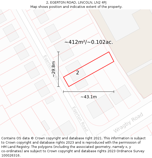 2, EGERTON ROAD, LINCOLN, LN2 4PJ: Plot and title map