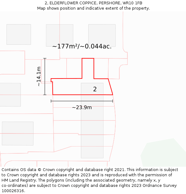 2, ELDERFLOWER COPPICE, PERSHORE, WR10 1FB: Plot and title map