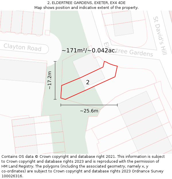 2, ELDERTREE GARDENS, EXETER, EX4 4DE: Plot and title map