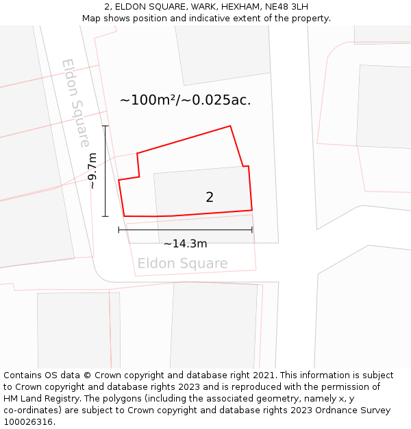 2, ELDON SQUARE, WARK, HEXHAM, NE48 3LH: Plot and title map