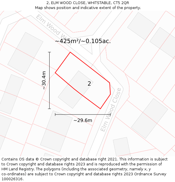 2, ELM WOOD CLOSE, WHITSTABLE, CT5 2QR: Plot and title map