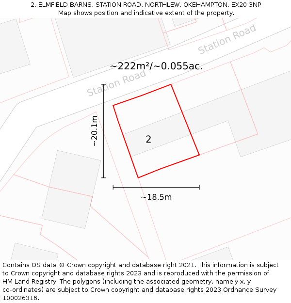 2, ELMFIELD BARNS, STATION ROAD, NORTHLEW, OKEHAMPTON, EX20 3NP: Plot and title map