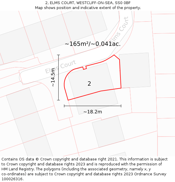 2, ELMS COURT, WESTCLIFF-ON-SEA, SS0 0BF: Plot and title map