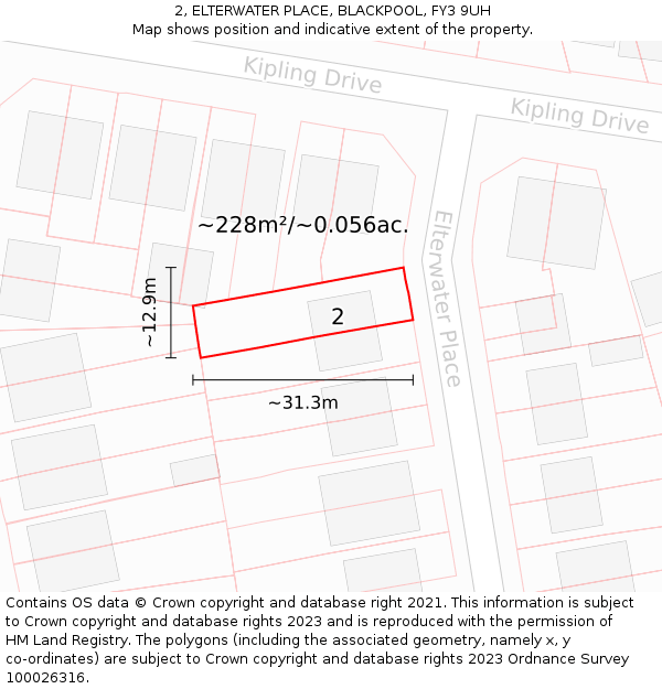 2, ELTERWATER PLACE, BLACKPOOL, FY3 9UH: Plot and title map