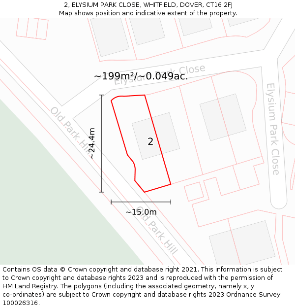 2, ELYSIUM PARK CLOSE, WHITFIELD, DOVER, CT16 2FJ: Plot and title map