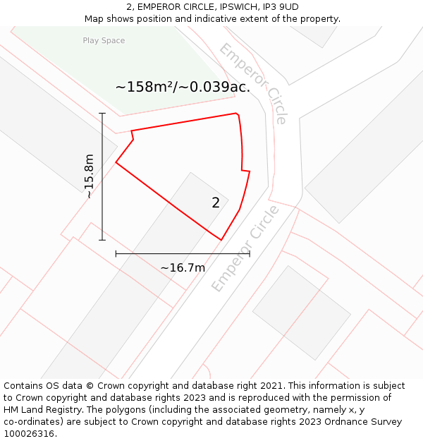 2, EMPEROR CIRCLE, IPSWICH, IP3 9UD: Plot and title map