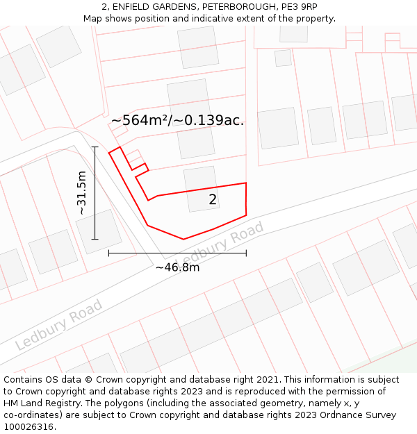 2, ENFIELD GARDENS, PETERBOROUGH, PE3 9RP: Plot and title map