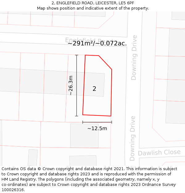 2, ENGLEFIELD ROAD, LEICESTER, LE5 6PF: Plot and title map