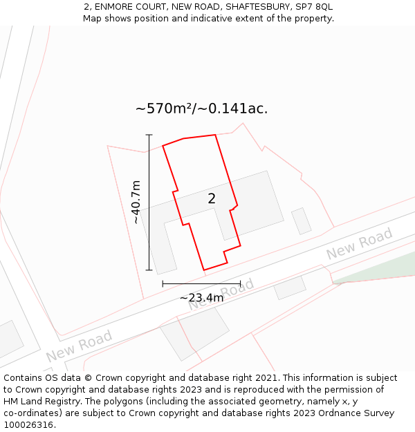 2, ENMORE COURT, NEW ROAD, SHAFTESBURY, SP7 8QL: Plot and title map