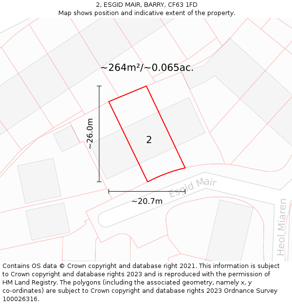 2, ESGID MAIR, BARRY, CF63 1FD: Plot and title map