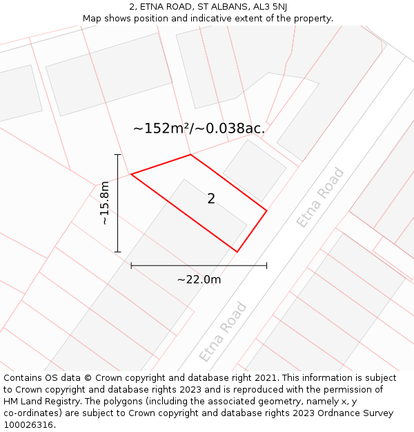 2, ETNA ROAD, ST ALBANS, AL3 5NJ: Plot and title map