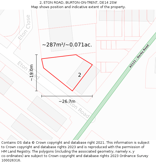 2, ETON ROAD, BURTON-ON-TRENT, DE14 2SW: Plot and title map