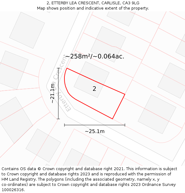 2, ETTERBY LEA CRESCENT, CARLISLE, CA3 9LG: Plot and title map