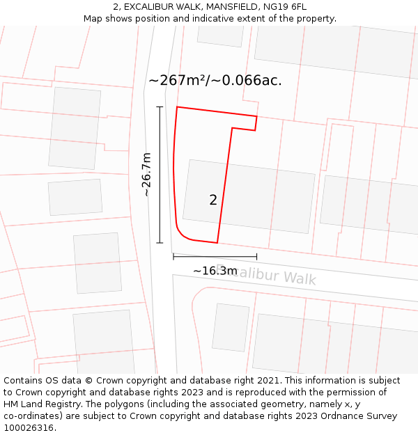 2, EXCALIBUR WALK, MANSFIELD, NG19 6FL: Plot and title map