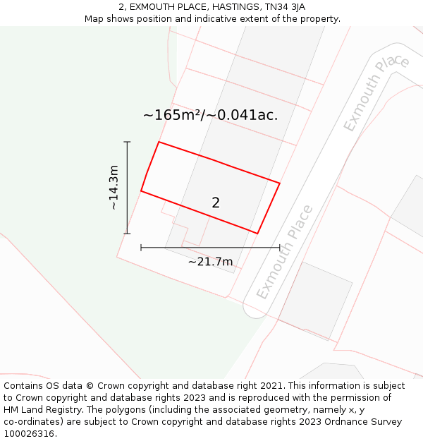 2, EXMOUTH PLACE, HASTINGS, TN34 3JA: Plot and title map