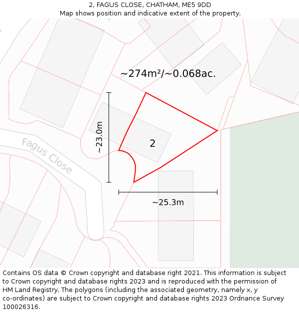 2, FAGUS CLOSE, CHATHAM, ME5 9DD: Plot and title map