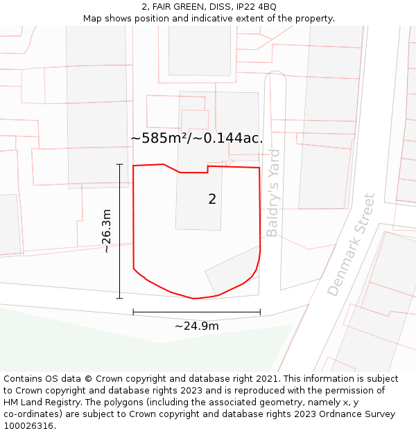 2, FAIR GREEN, DISS, IP22 4BQ: Plot and title map