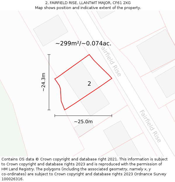 2, FAIRFIELD RISE, LLANTWIT MAJOR, CF61 2XG: Plot and title map