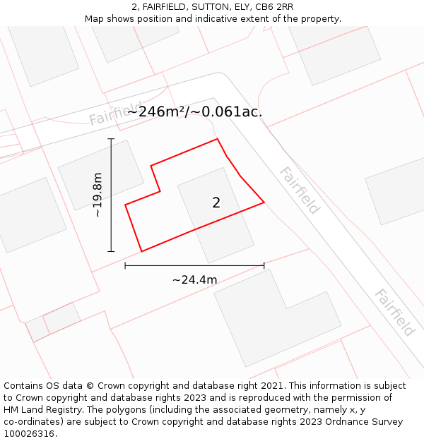 2, FAIRFIELD, SUTTON, ELY, CB6 2RR: Plot and title map