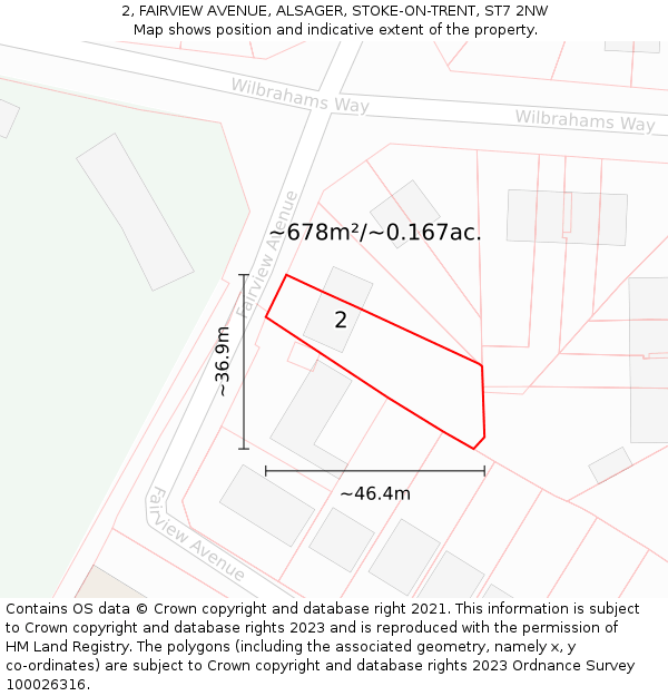 2, FAIRVIEW AVENUE, ALSAGER, STOKE-ON-TRENT, ST7 2NW: Plot and title map