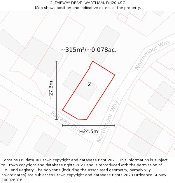 2, FAIRWAY DRIVE, WAREHAM, BH20 4SG: Plot and title map